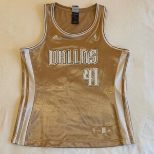 Adidas NBA 4Her Dallas Mavericks Dirk Nowitzki Gold Jersey Size Medium